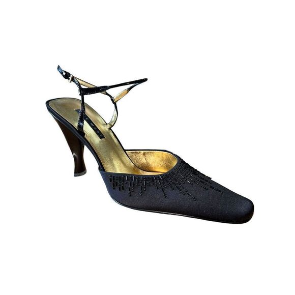 Nine West "Cordial" 10 M Black/beads Strappy Heels. 3 1/2" Heel NWB - Picture 2 of 8